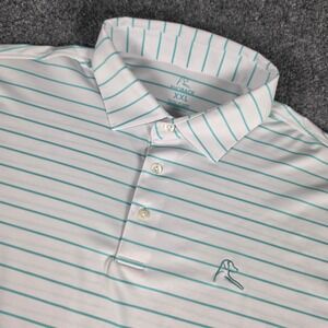 Rhoback Polo Shirt Mens XXL White Teal Striped Performance SU23_1_MTSP